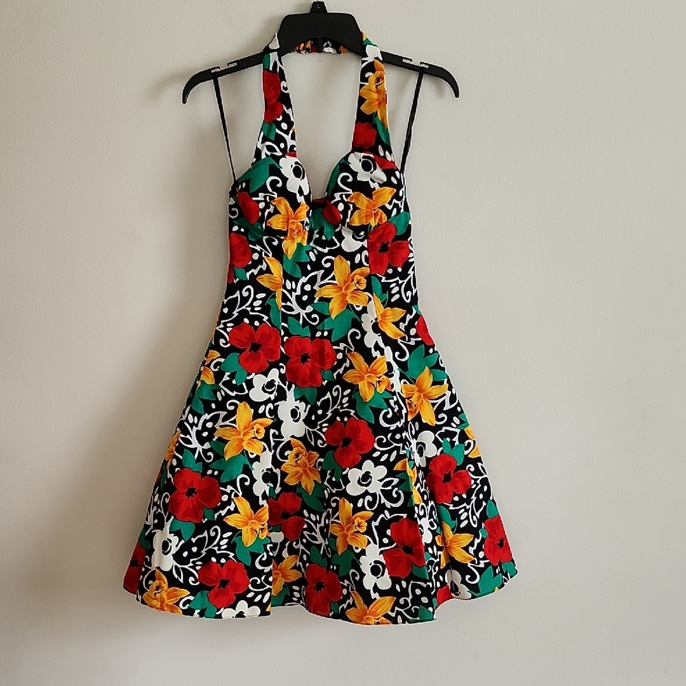 Steppin Out Vintage Halter Dress Pinup Rockabilly Pettycoat Ladies Size 5
